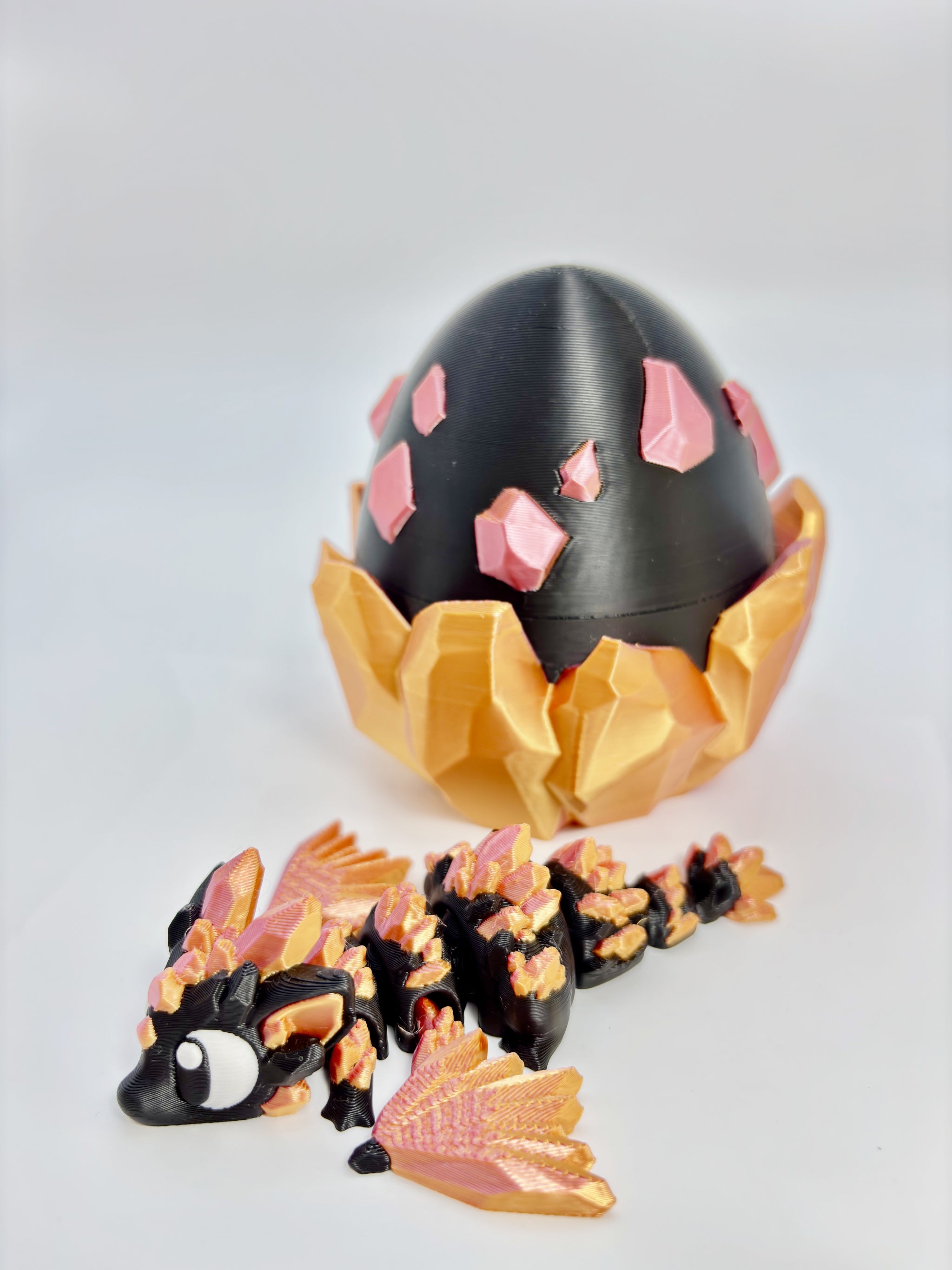 Black Crystal Dragon Egg with baby dragon