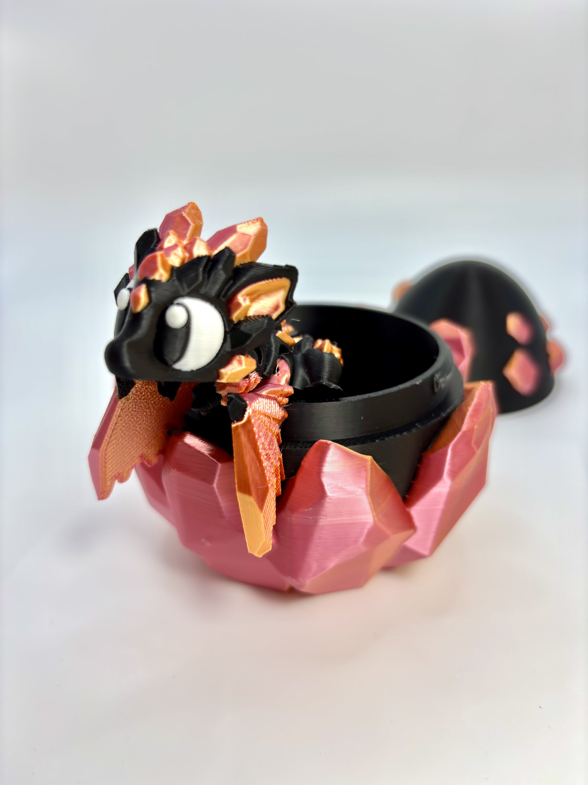 Black Crystal Dragon Egg with baby dragon