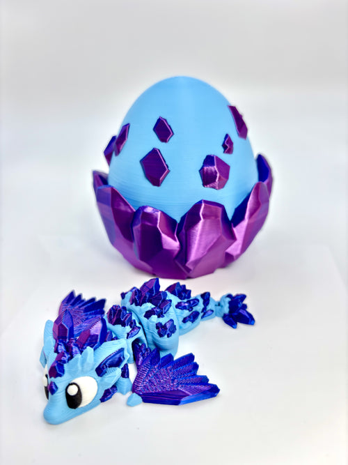 Blue Crystal Dragon Egg with Baby Dragon